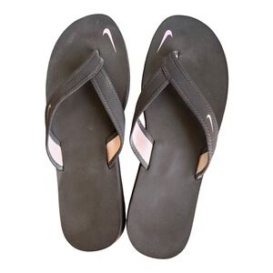 Nike Celso Girl Brown Pink Thong Flip Flop Sandals 314870-222 Womens 11